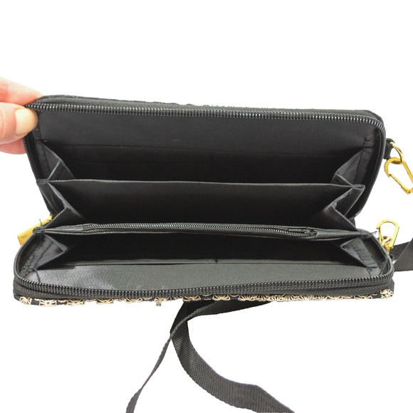 Womens Vintage Embroidered Floral Crossbody Wallet Removable Adjustable Strap - Picture 10 of 10